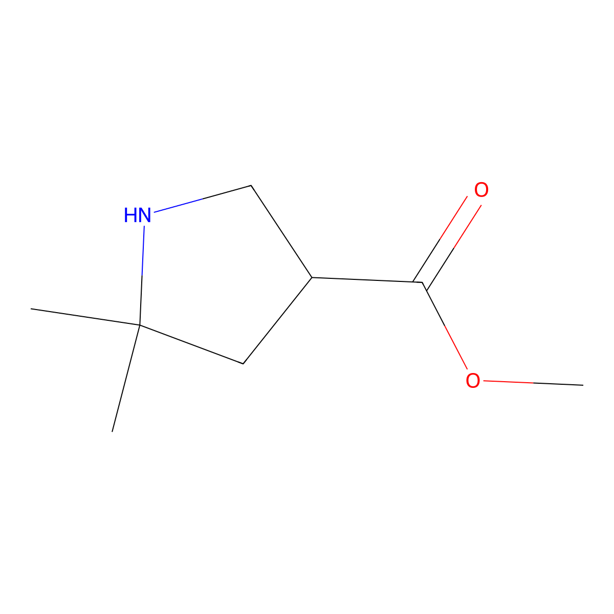 Methyl 5,5-dimethylpyrrolidine-3-carboxylate molecular structure, CAS 1782597-58-3