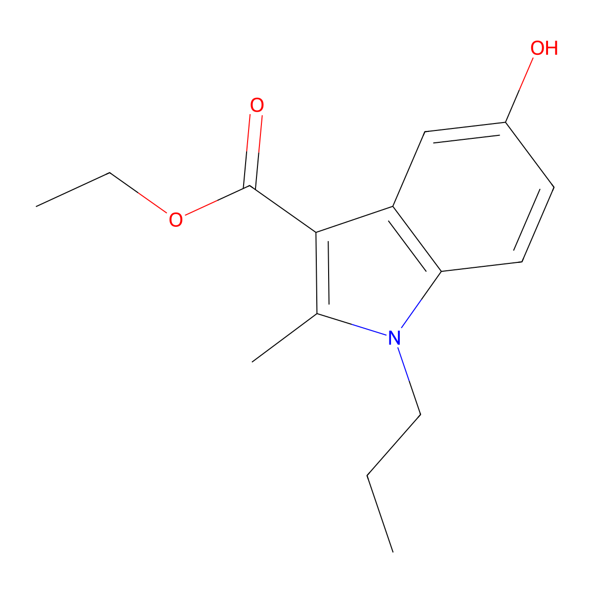 ethyl 5-hydroxy-2-methyl-1-propyl-1H-indole-3-carboxylate molecular structure, CAS 17826-14-1