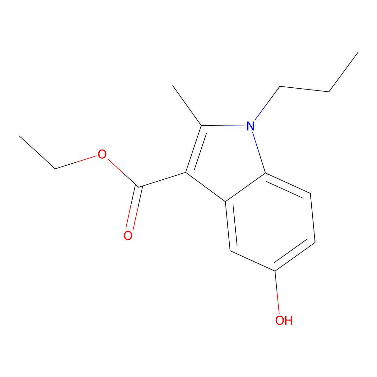 ethyl 5-hydroxy-2-methyl-1-propyl-1H-indole-3-carboxylate molecular structure, CAS 17826-14-1