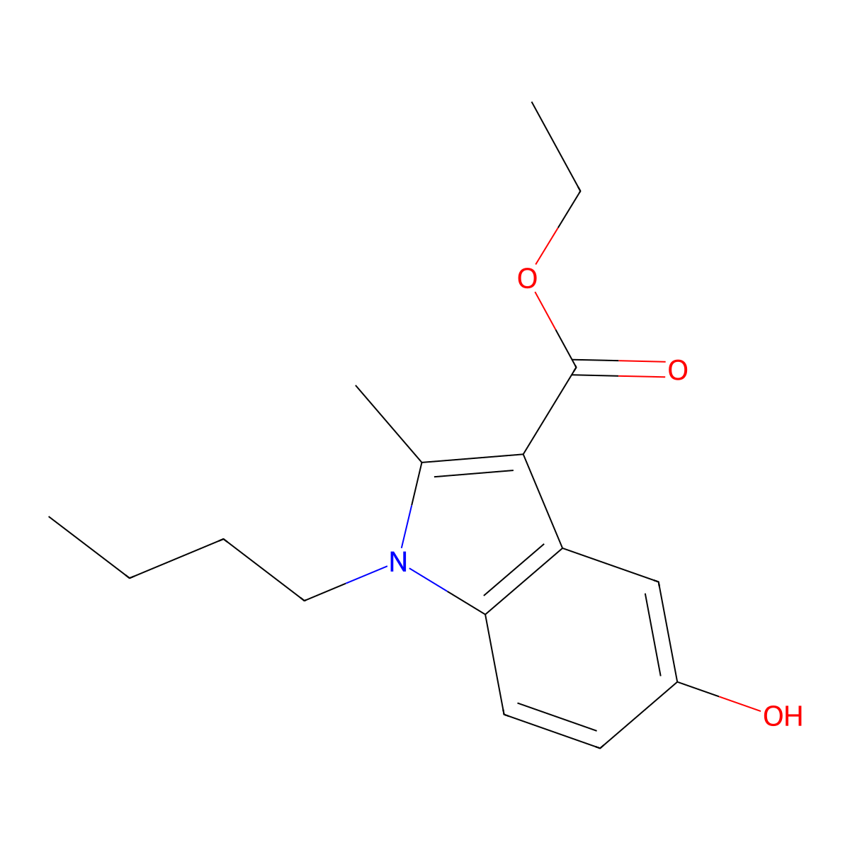 Ethyl 1-butyl-5-hydroxy-2-methyl-1H-indole-3-carboxylate molecular structure, CAS 17826-15-2