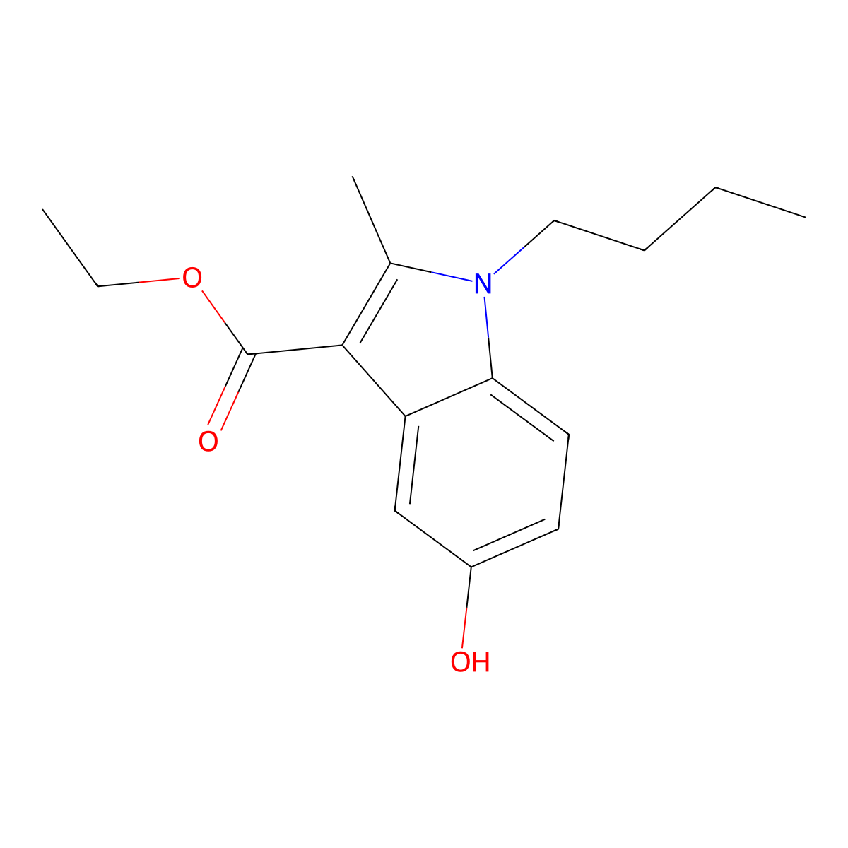 Ethyl 1-butyl-5-hydroxy-2-methyl-1H-indole-3-carboxylate molecular structure, CAS 17826-15-2