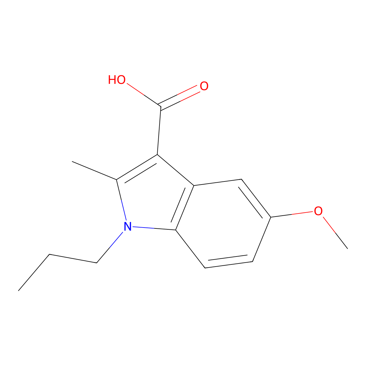 5-methoxy-2-methyl-1-propyl-1H-indole-3-carboxylic acid molecular structure, CAS 17826-24-3