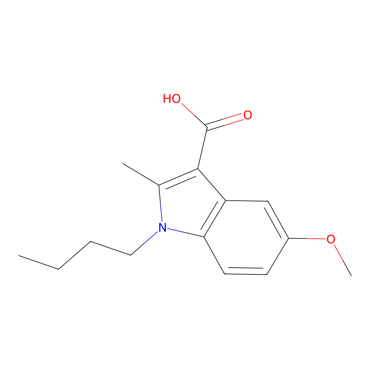 1-butyl-5-methoxy-2-methyl-1H-indole-3-carboxylic acid molecular structure, CAS 17826-25-4