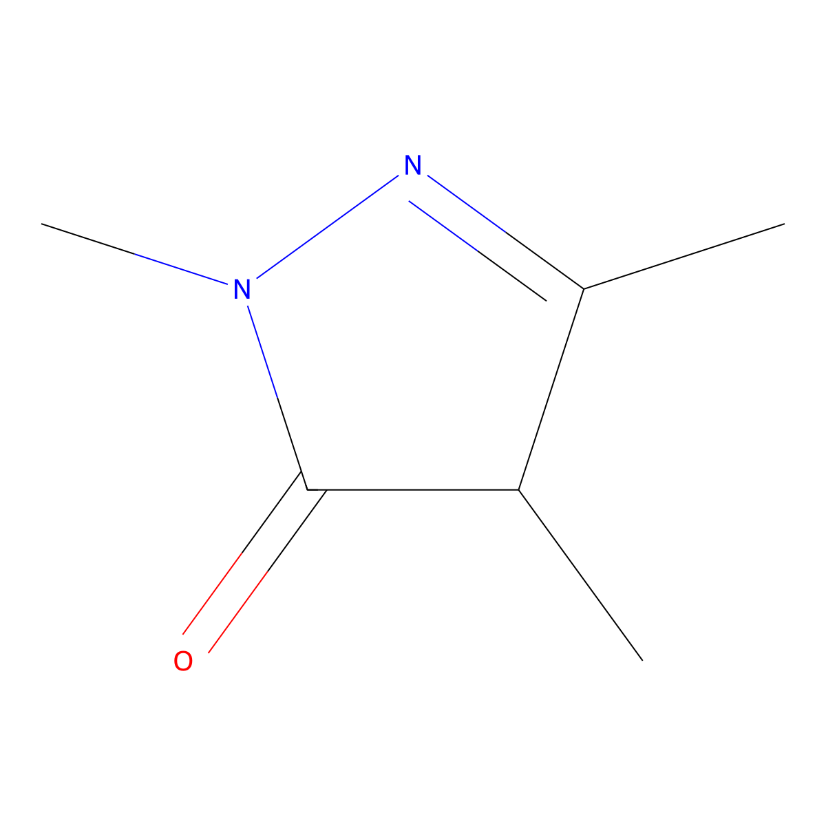 2-Pyrazolin-5-one, 1,3,4-trimethyl- molecular structure, CAS 17826-82-3