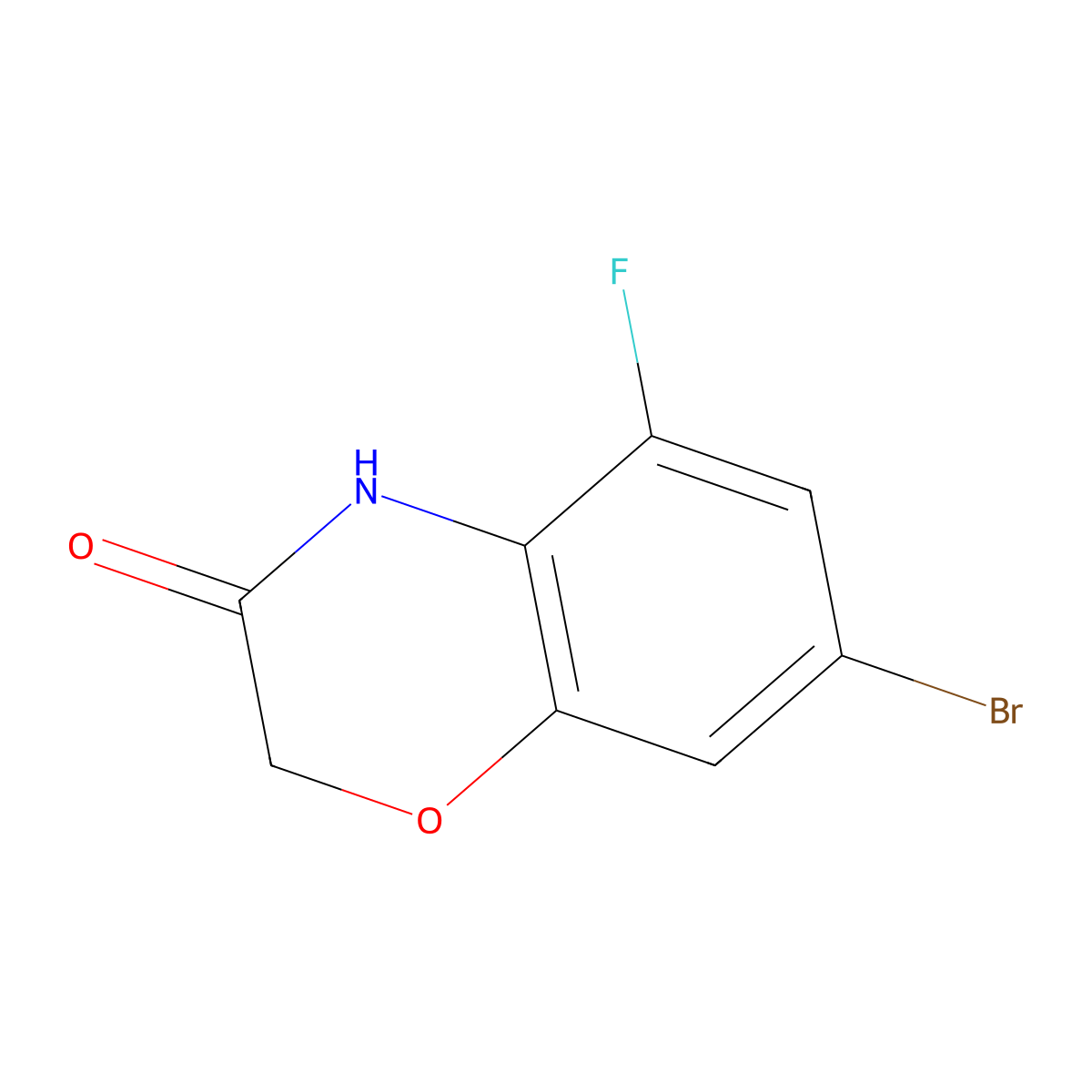 7-bromo-5-fluoro-3,4-dihydro-2H-1,4-benzoxazin-3-one molecular structure, CAS 1782600-94-5
