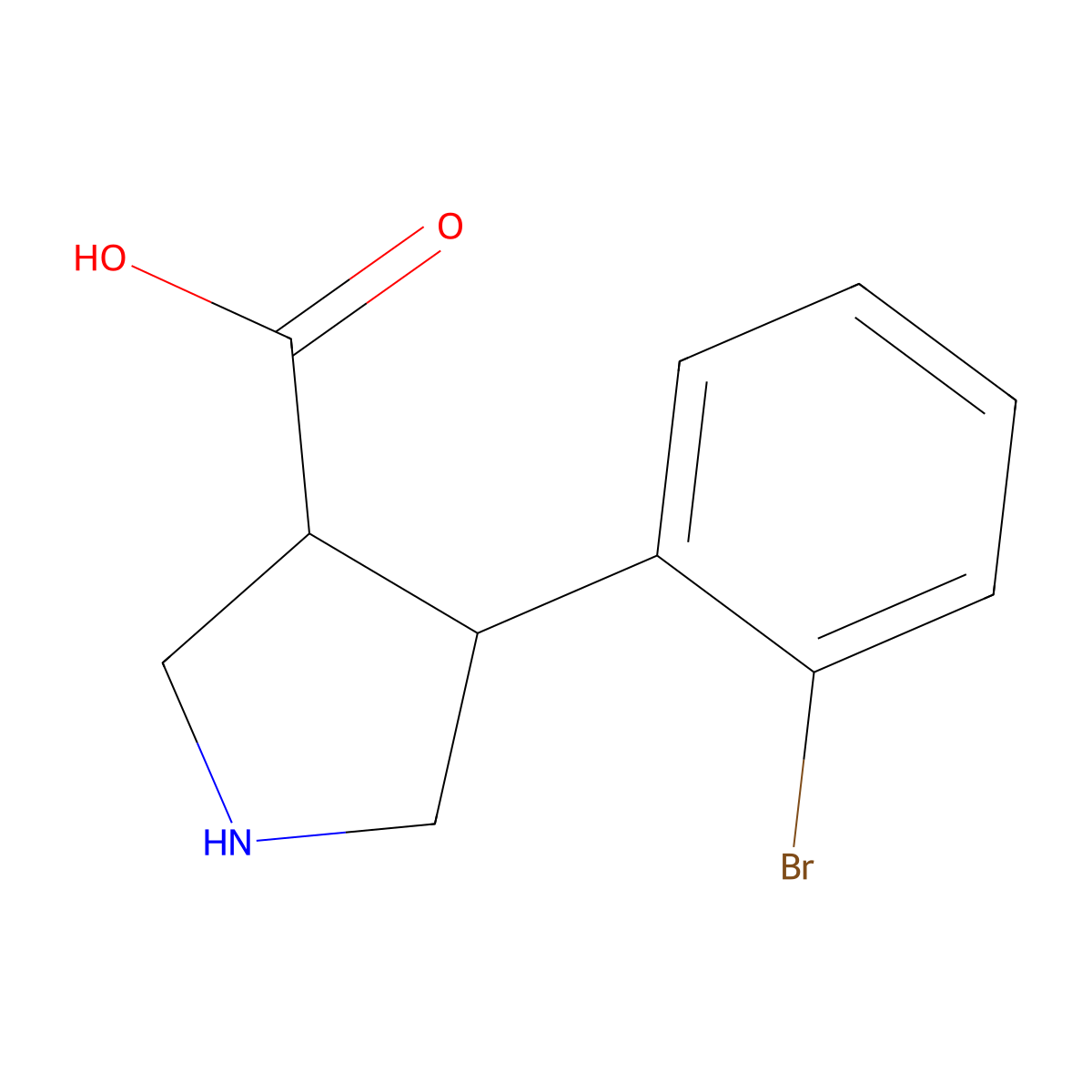 4-(2-Bromophenyl)pyrrolidine-3-carboxylic acid molecular structure, CAS 1782605-77-9