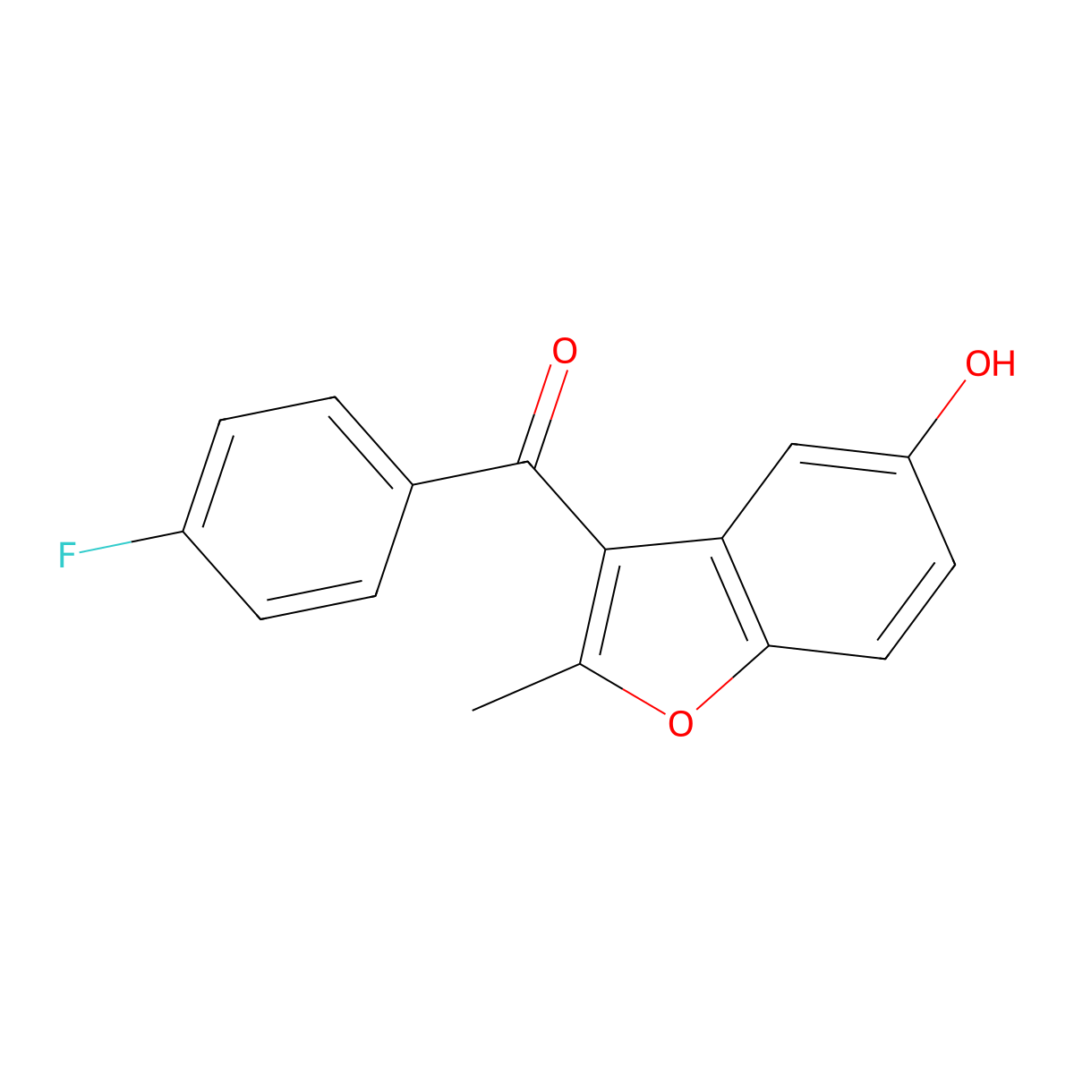 (4-Fluorophenyl)(5-hydroxy-2-methyl-1-benzofuran-3-yl)methanone molecular structure, CAS 178261-68-2