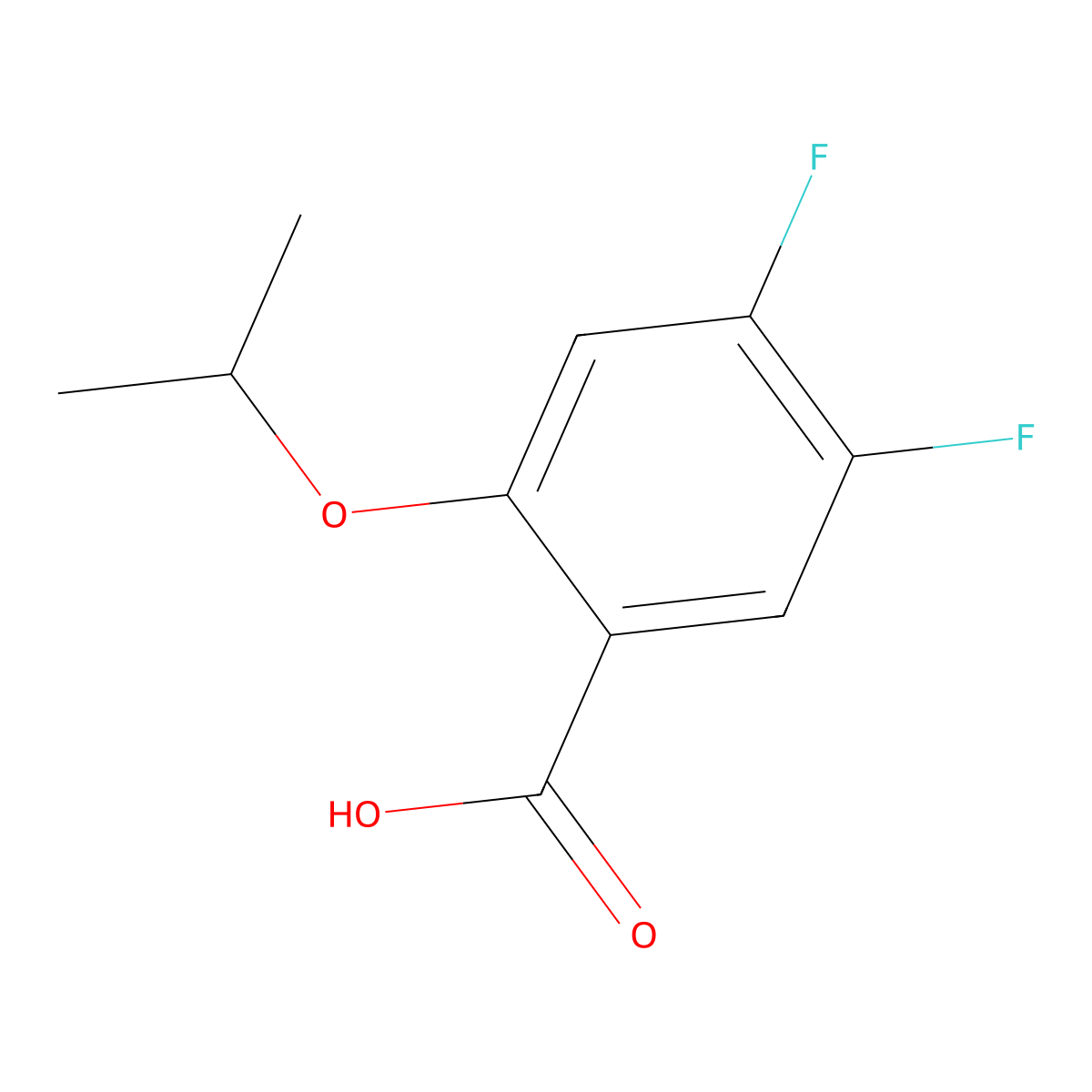 4,5-Difluoro-2-(propan-2-yloxy)benzoic acid molecular structure, CAS 1782612-50-3