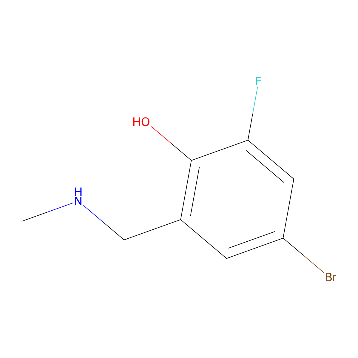 4-Bromo-2-fluoro-6-[(methylamino)methyl]phenol molecular structure, CAS 1782616-94-7
