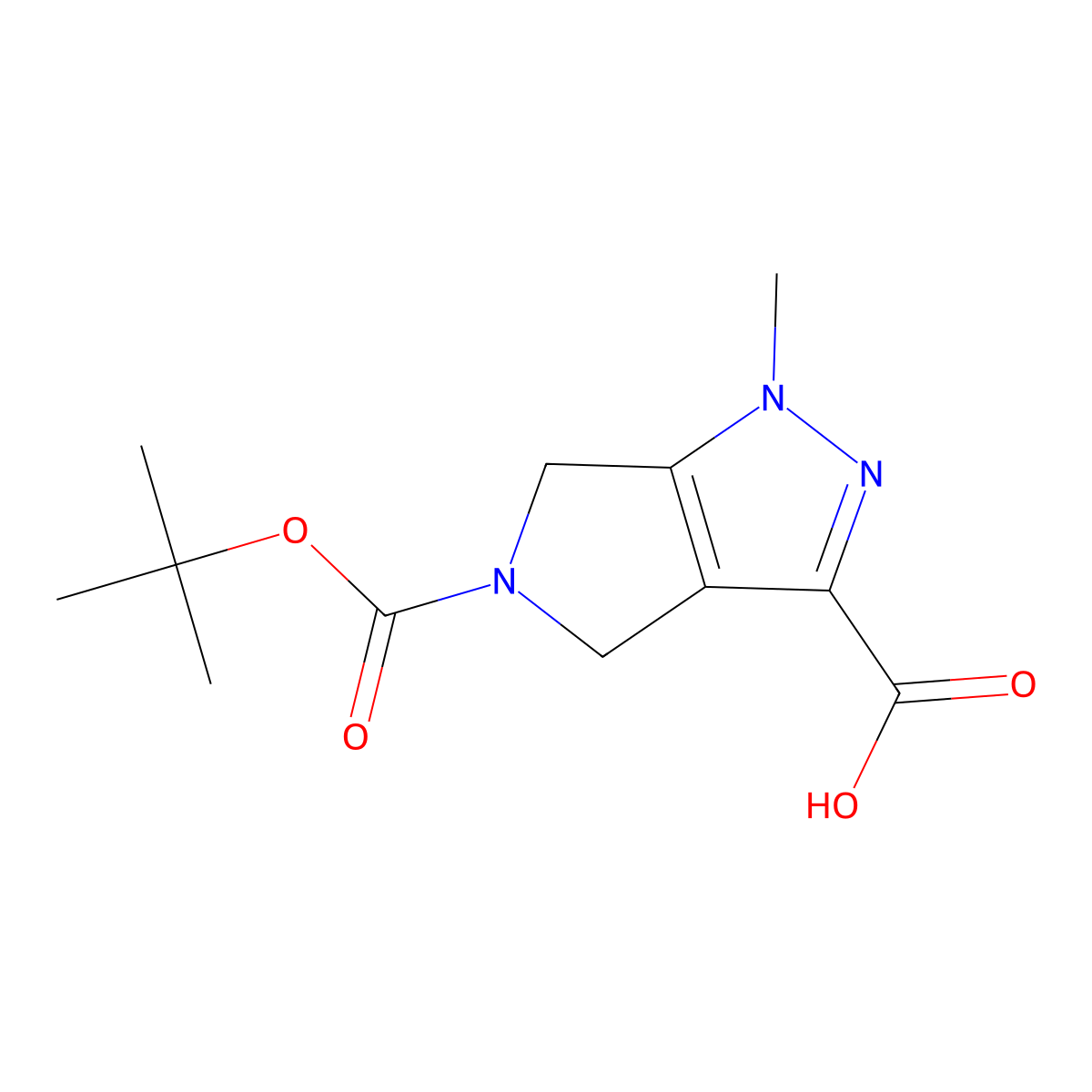 5-(Tert-butoxycarbonyl)-1-methyl-1,4,5,6-tetrahydropyrrolo[3,4-c]pyrazole-3-carboxylic acid molecular structure, CAS 1782622-40-5
