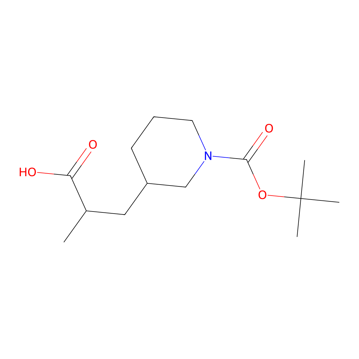 3-{1-[(Tert-butoxy)carbonyl]piperidin-3-yl}-2-methylpropanoic acid molecular structure, CAS 1782623-51-1