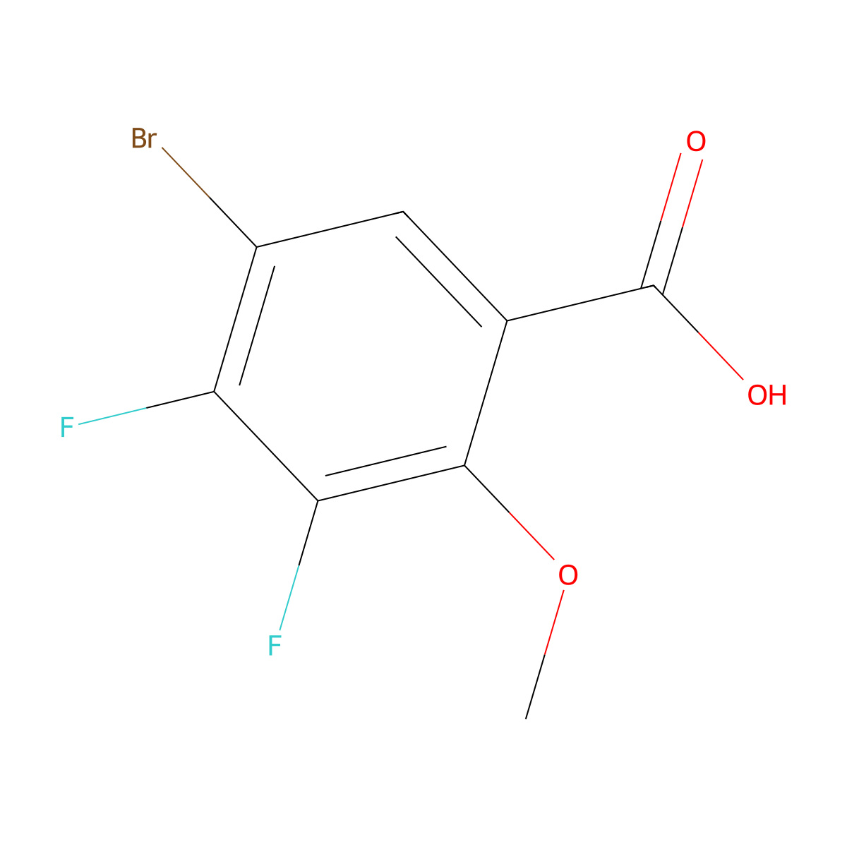 5-Bromo-3,4-difluoro-2-methoxybenzoic acid molecular structure, CAS 1782623-54-4