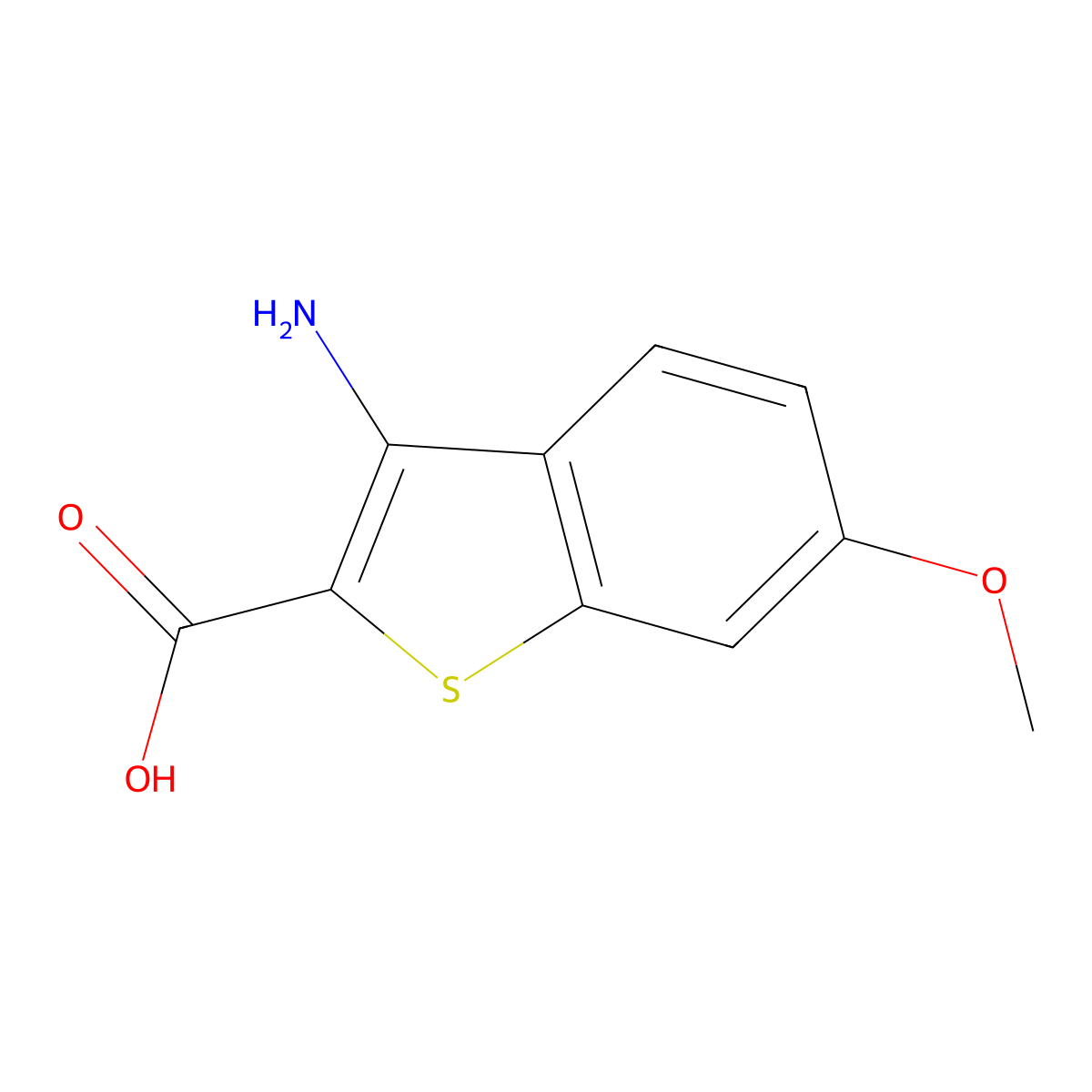 3-Amino-6-methoxy-1-benzothiophene-2-carboxylic acid molecular structure, CAS 1782624-68-3