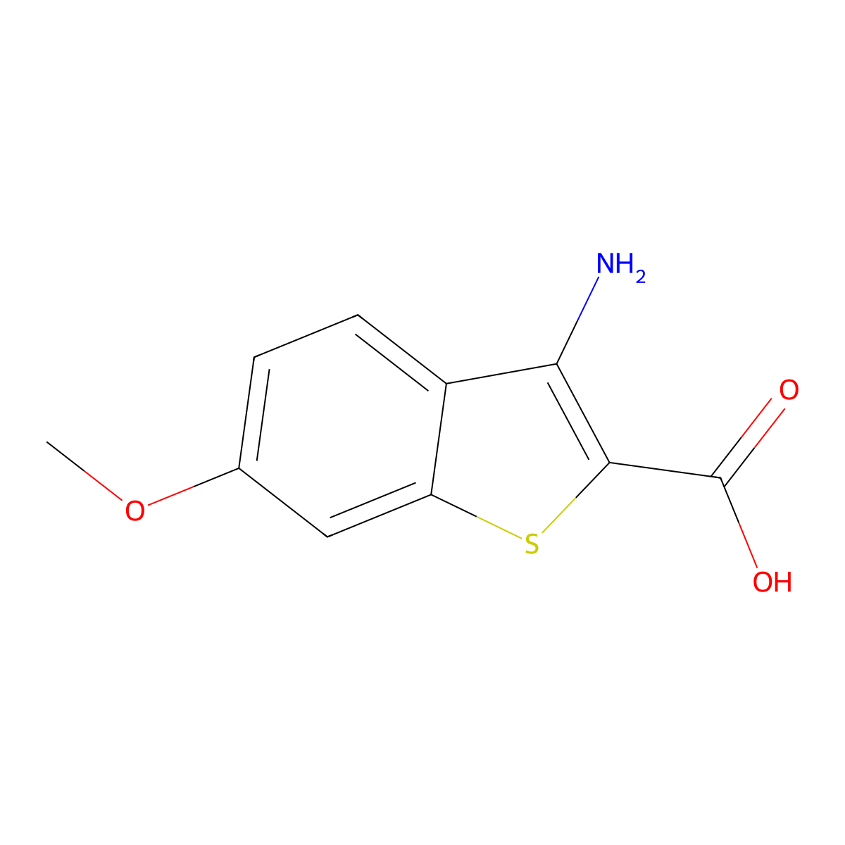 3-Amino-6-methoxy-1-benzothiophene-2-carboxylic acid molecular structure, CAS 1782624-68-3