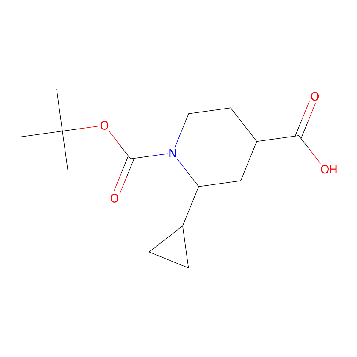 1-[(Tert-butoxy)carbonyl]-2-cyclopropylpiperidine-4-carboxylic acid molecular structure, CAS 1782627-87-5