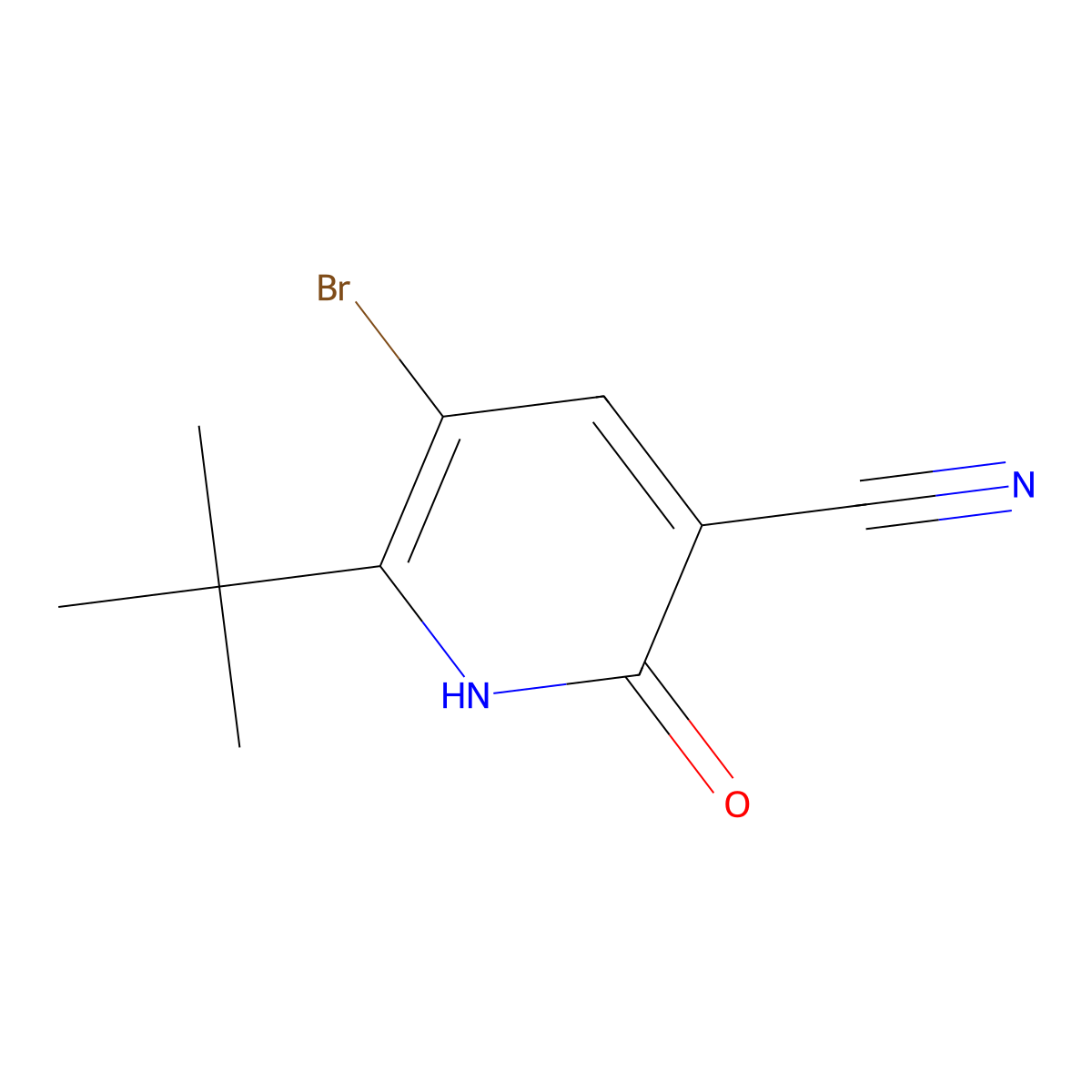 5-Bromo-6-tert-butyl-2-hydroxypyridine-3-carbonitrile molecular structure, CAS 1782635-44-2