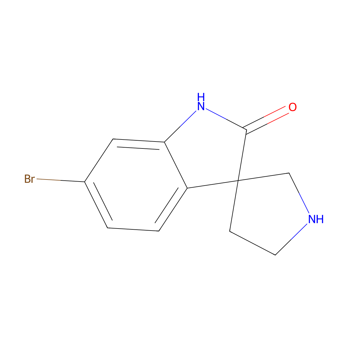 6-Bromospiro[indoline-3,3'-pyrrolidin]-2-one molecular structure, CAS 1782636-91-2