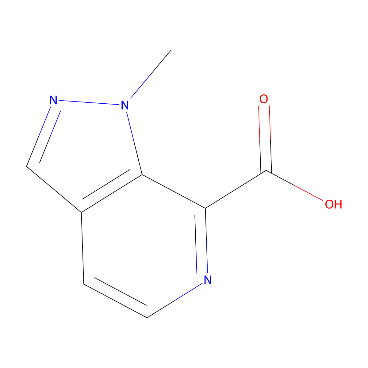 1-methyl-1H-pyrazolo[3,4-c]pyridine-7-carboxylic acid molecular structure, CAS 1782638-46-3