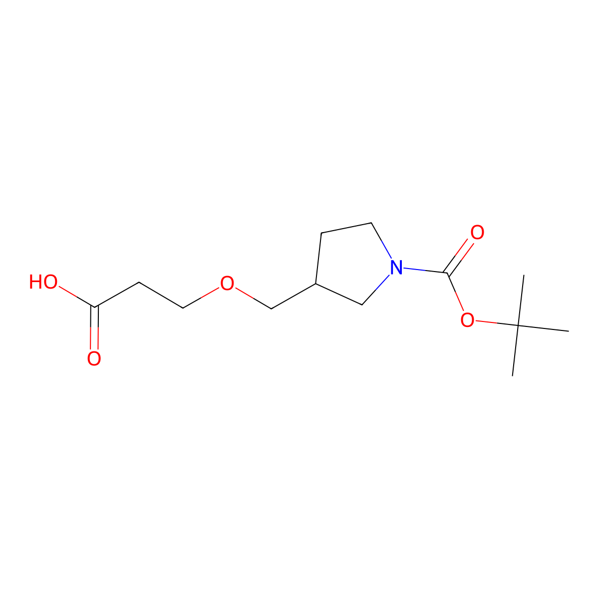 N-Boc-3-(pyrrolidin-3-ylmethoxy)propanoic acid molecular structure, CAS 1782639-35-3