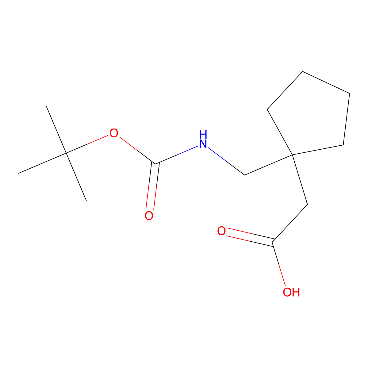 2-[1-({[(Tert-butoxy)carbonyl]amino}methyl)cyclopentyl]acetic acid molecular structure, CAS 1782640-57-6
