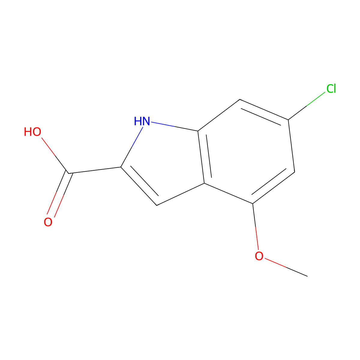 6-chloro-4-methoxy-1H-indole-2-carboxylic acid molecular structure, CAS 1782640-77-0