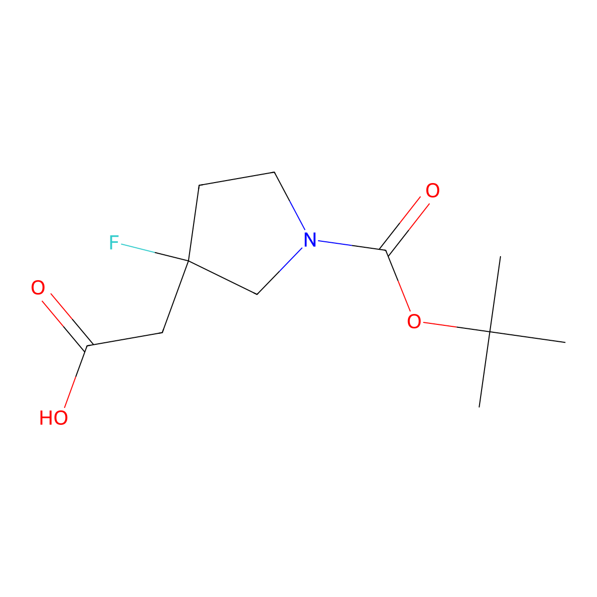 2-(1-(Tert-butoxycarbonyl)-3-fluoropyrrolidin-3-yl)acetic acid molecular structure, CAS 1782640-89-4
