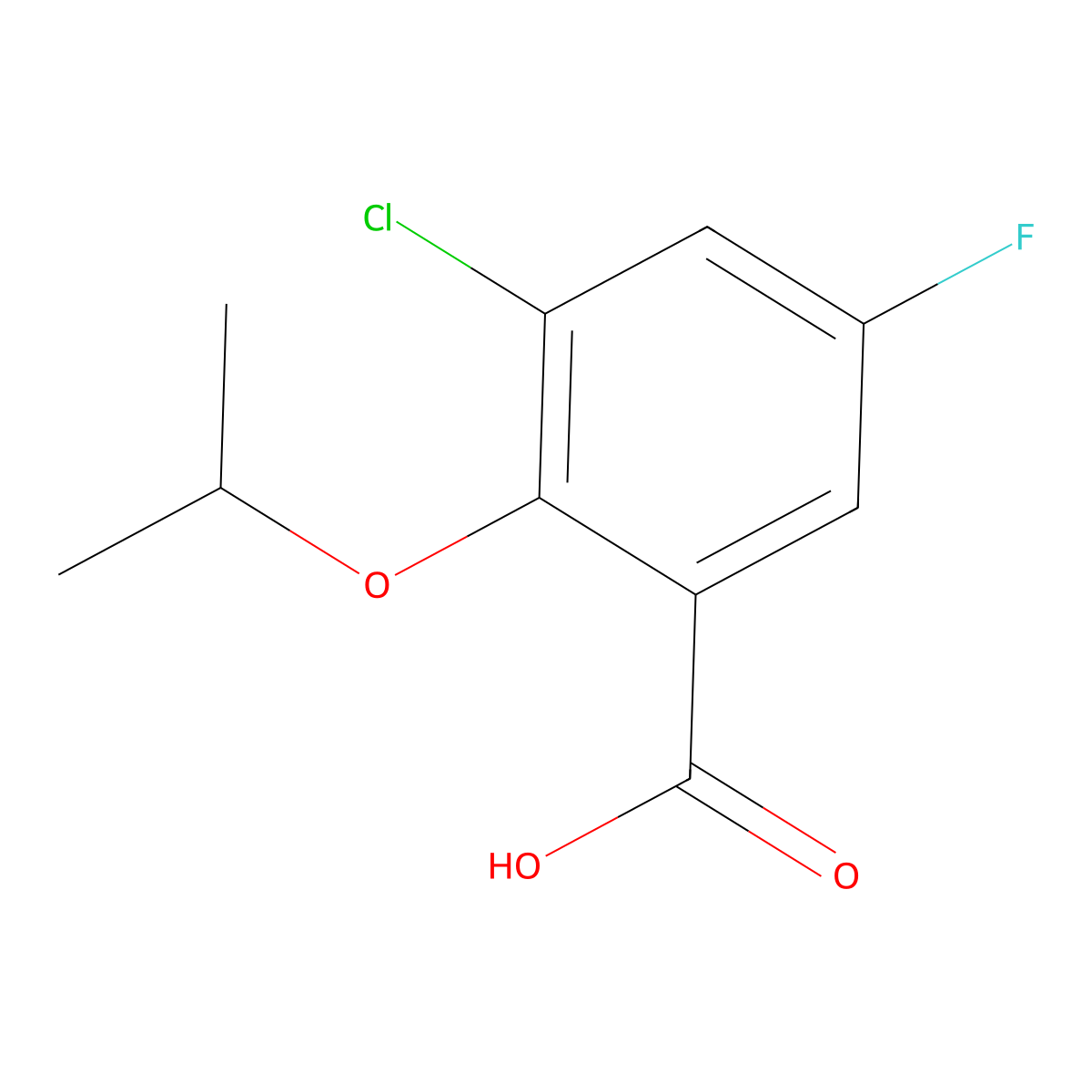 3-Chloro-5-fluoro-2-(propan-2-yloxy)benzoic acid molecular structure, CAS 1782642-42-5