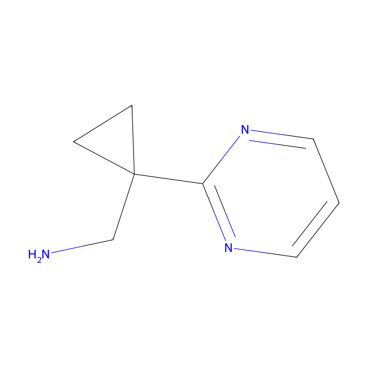 (1-(Pyrimidin-2-yl)cyclopropyl)methanamine molecular structure, CAS 1782642-43-6