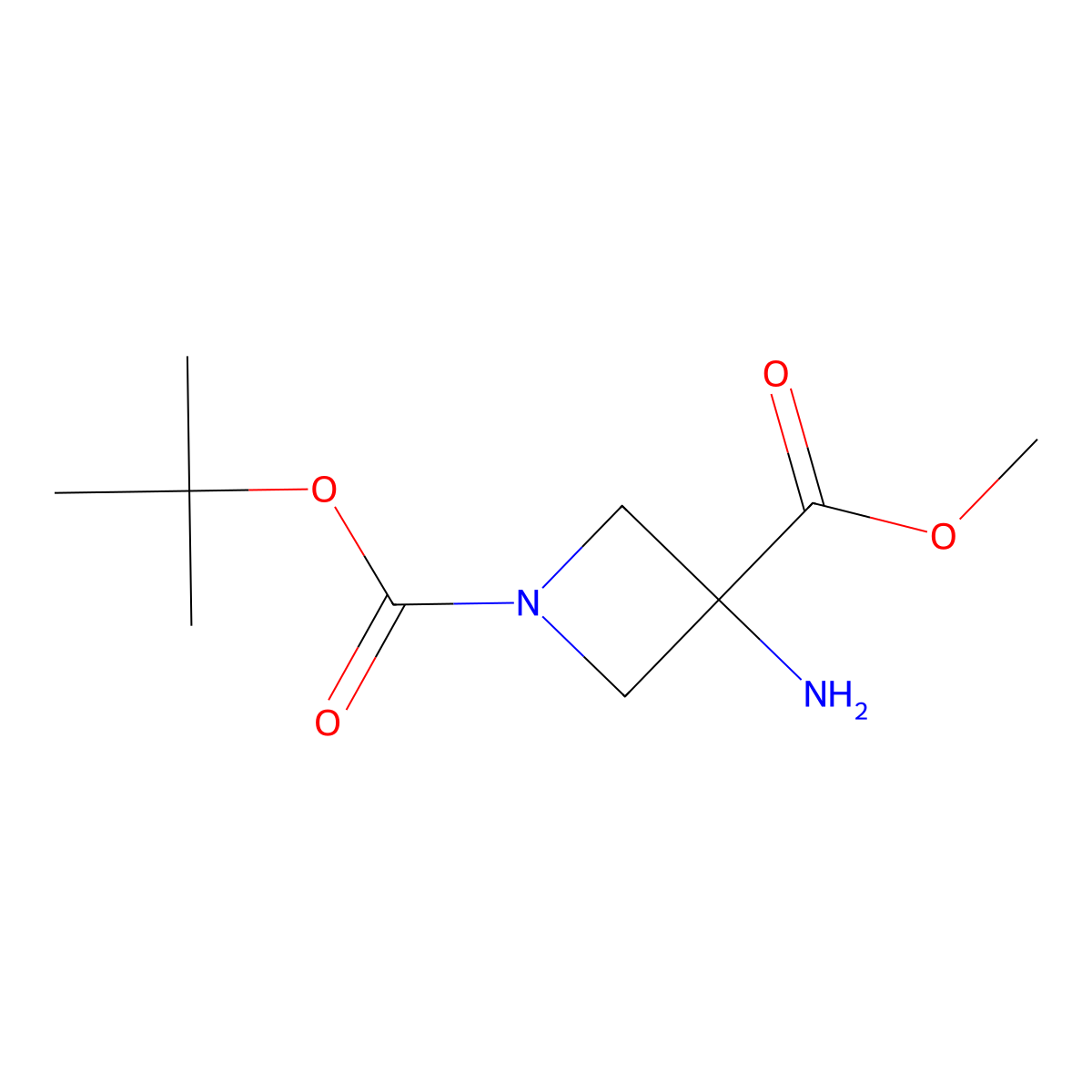 1-tert-Butyl 3-methyl 3-aminoazetidine-1,3-dicarboxylate molecular structure, CAS 1782647-31-7