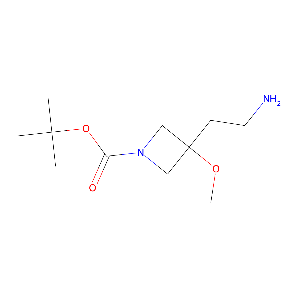 Tert-butyl 3-(2-aminoethyl)-3-methoxyazetidine-1-carboxylate molecular structure, CAS 1782647-56-6