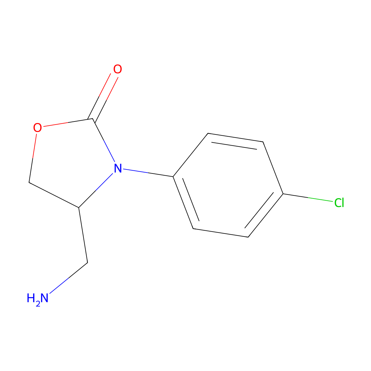 4-(Aminomethyl)-3-(4-chlorophenyl)-1,3-oxazolidin-2-one molecular structure, CAS 1782656-50-1