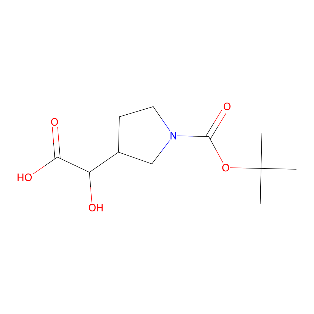 2-{1-[(Tert-butoxy)carbonyl]pyrrolidin-3-yl}-2-hydroxyacetic acid molecular structure, CAS 1782664-23-6