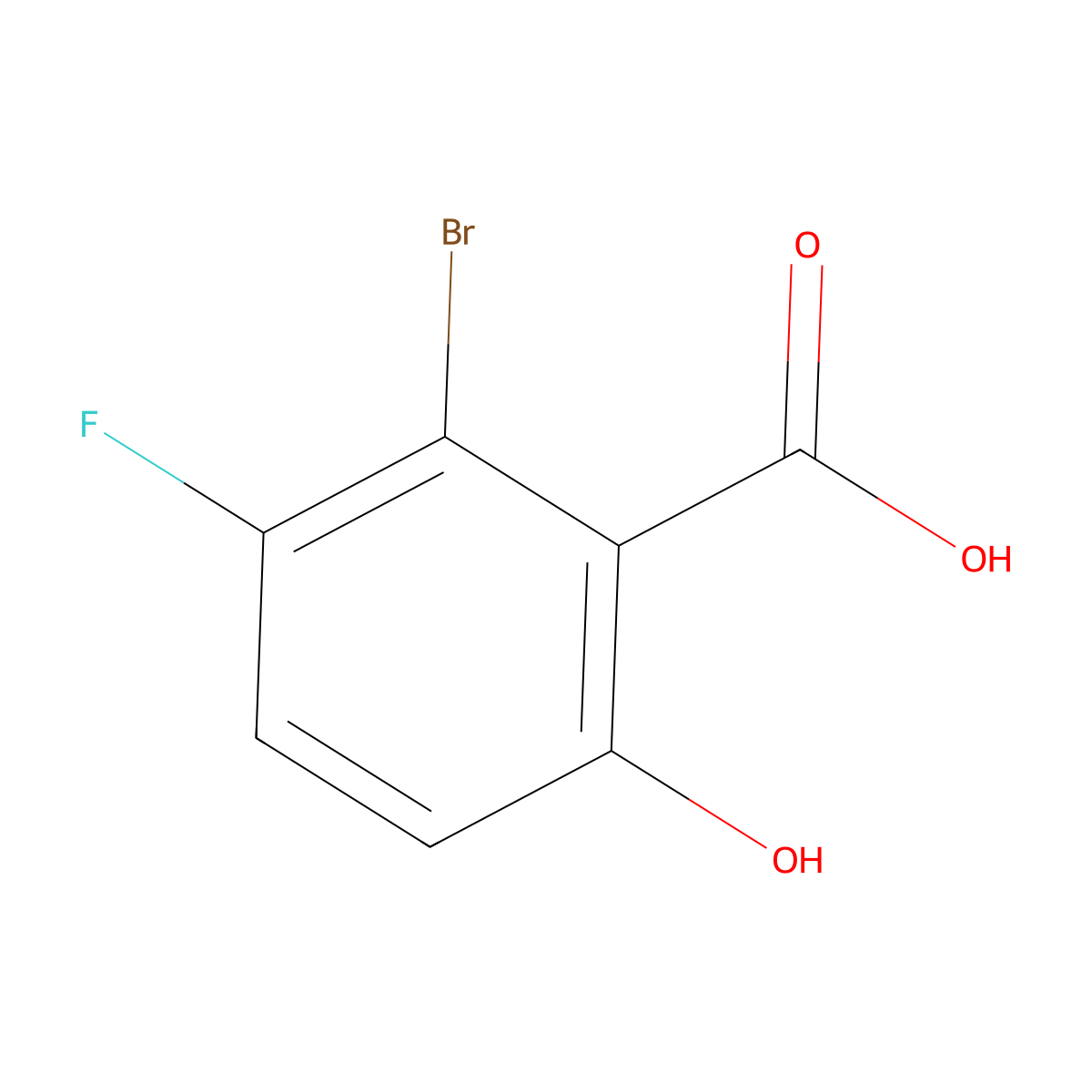 2-Bromo-3-fluoro-6-hydroxybenzoic acid molecular structure, CAS 1782665-98-8