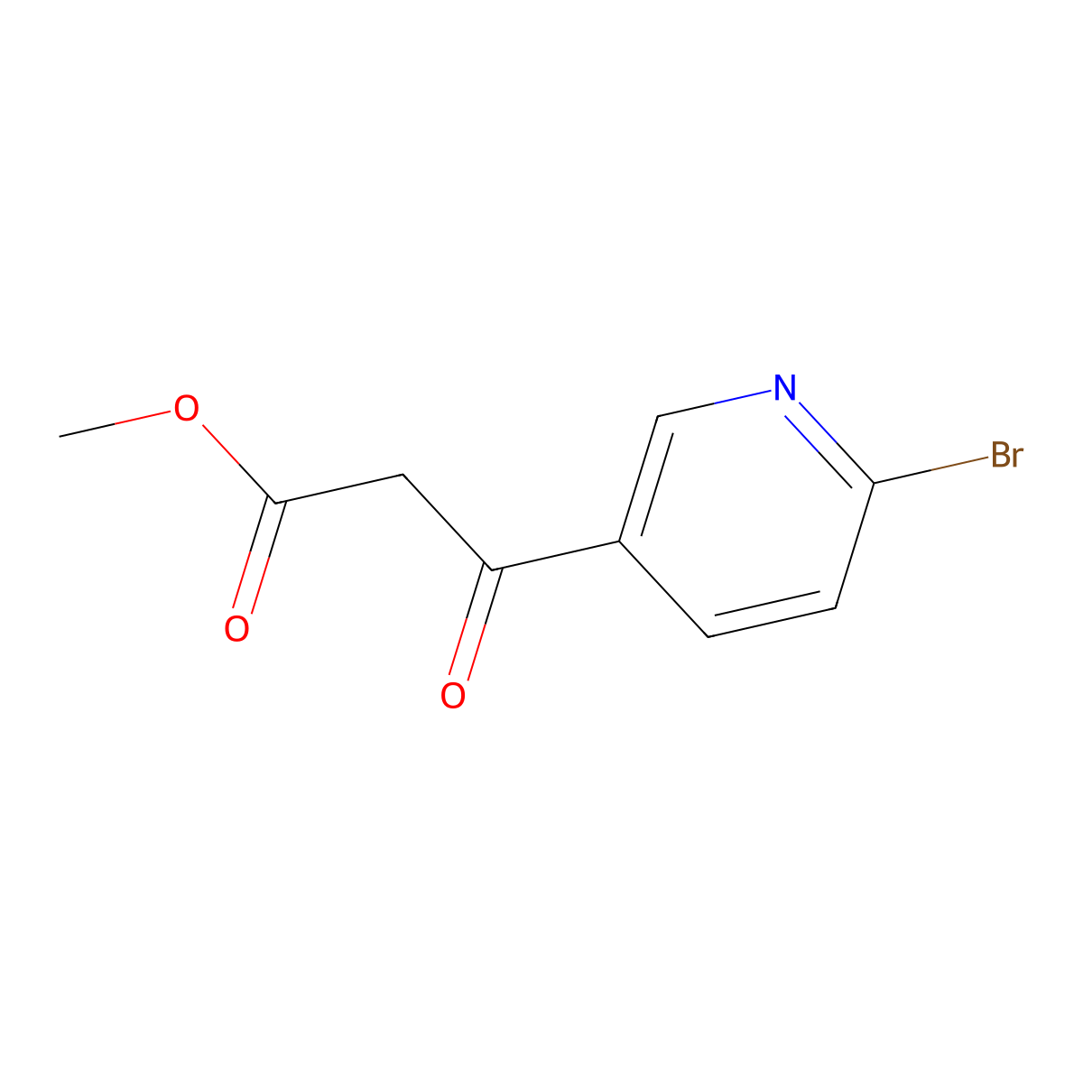 Methyl 3-(6-bromopyridin-3-yl)-3-oxopropanoate molecular structure, CAS 1782667-26-8