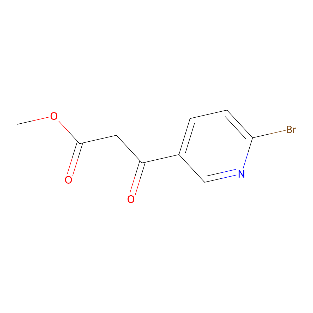 Methyl 3-(6-bromopyridin-3-yl)-3-oxopropanoate molecular structure, CAS 1782667-26-8
