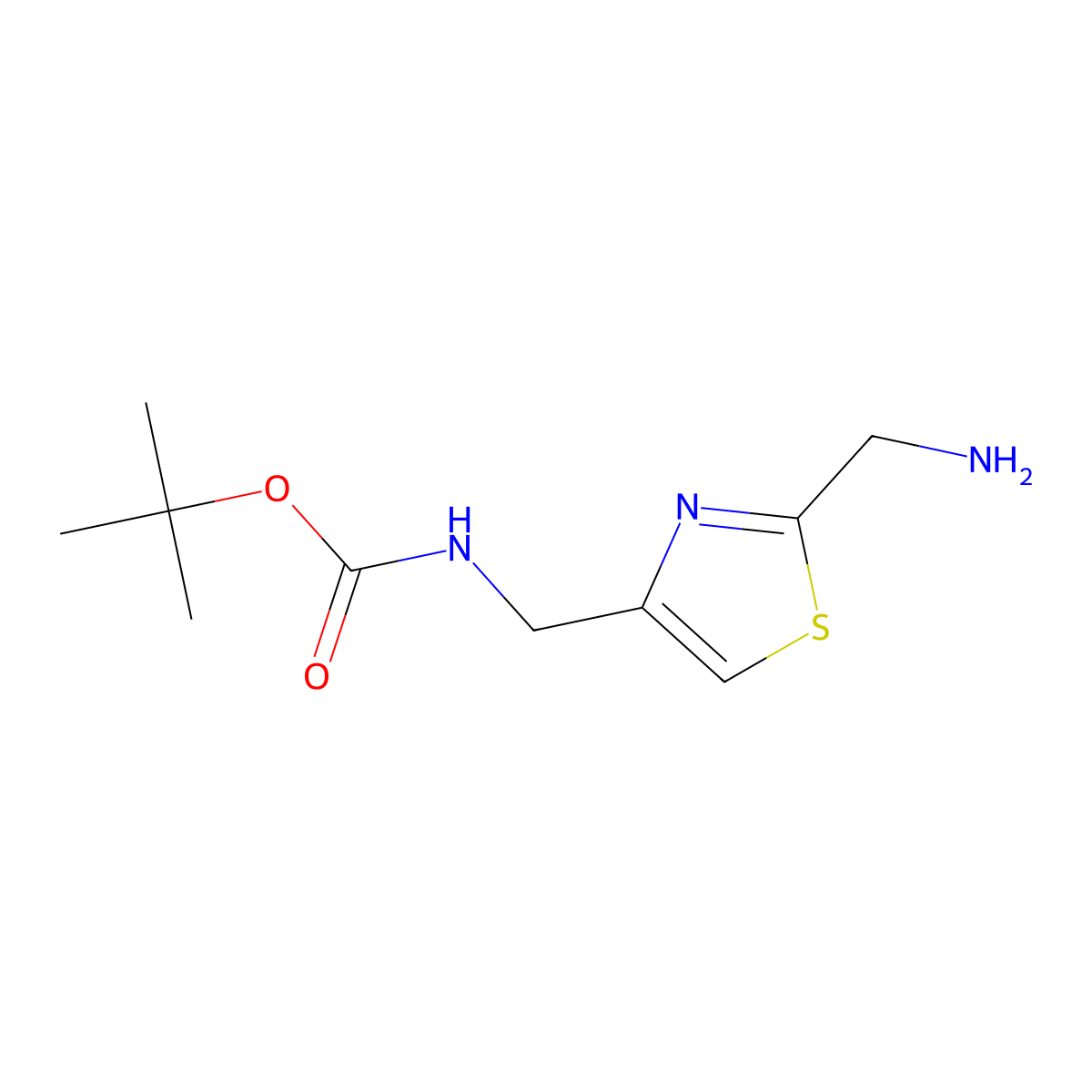 tert-butyl N-{[2-(aminomethyl)-1,3-thiazol-4-yl]methyl}carbamate molecular structure, CAS 1782679-15-5