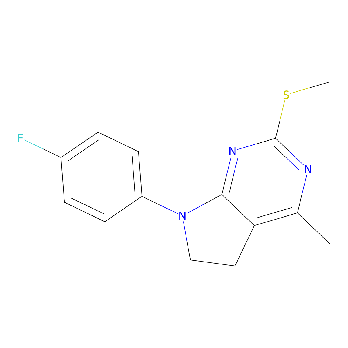 7-(4-fluorophenyl)-4-methyl-6,7-dihydro-5H-pyrrolo[2,3-d]pyrimidin-2-yl methyl sulfide molecular structure, CAS 178268-48-9