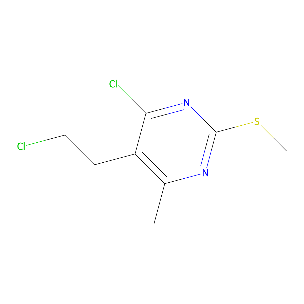 4-Chloro-5-(2-chloroethyl)-6-methyl-2-(methylthio)pyrimidine molecular structure, CAS 178268-53-6