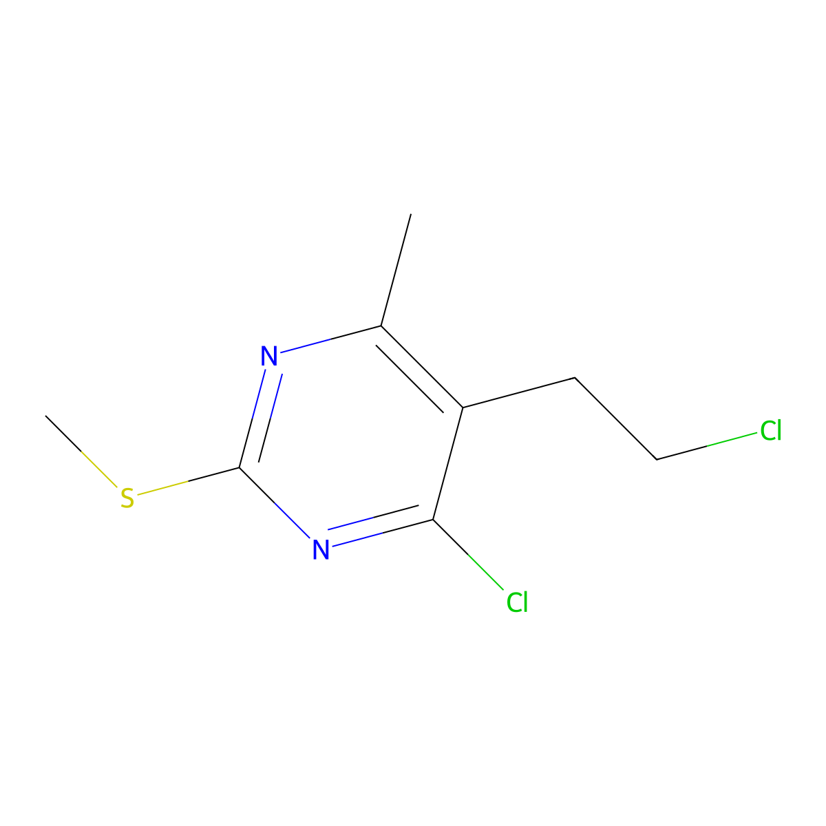 4-Chloro-5-(2-chloroethyl)-6-methyl-2-(methylthio)pyrimidine molecular structure, CAS 178268-53-6