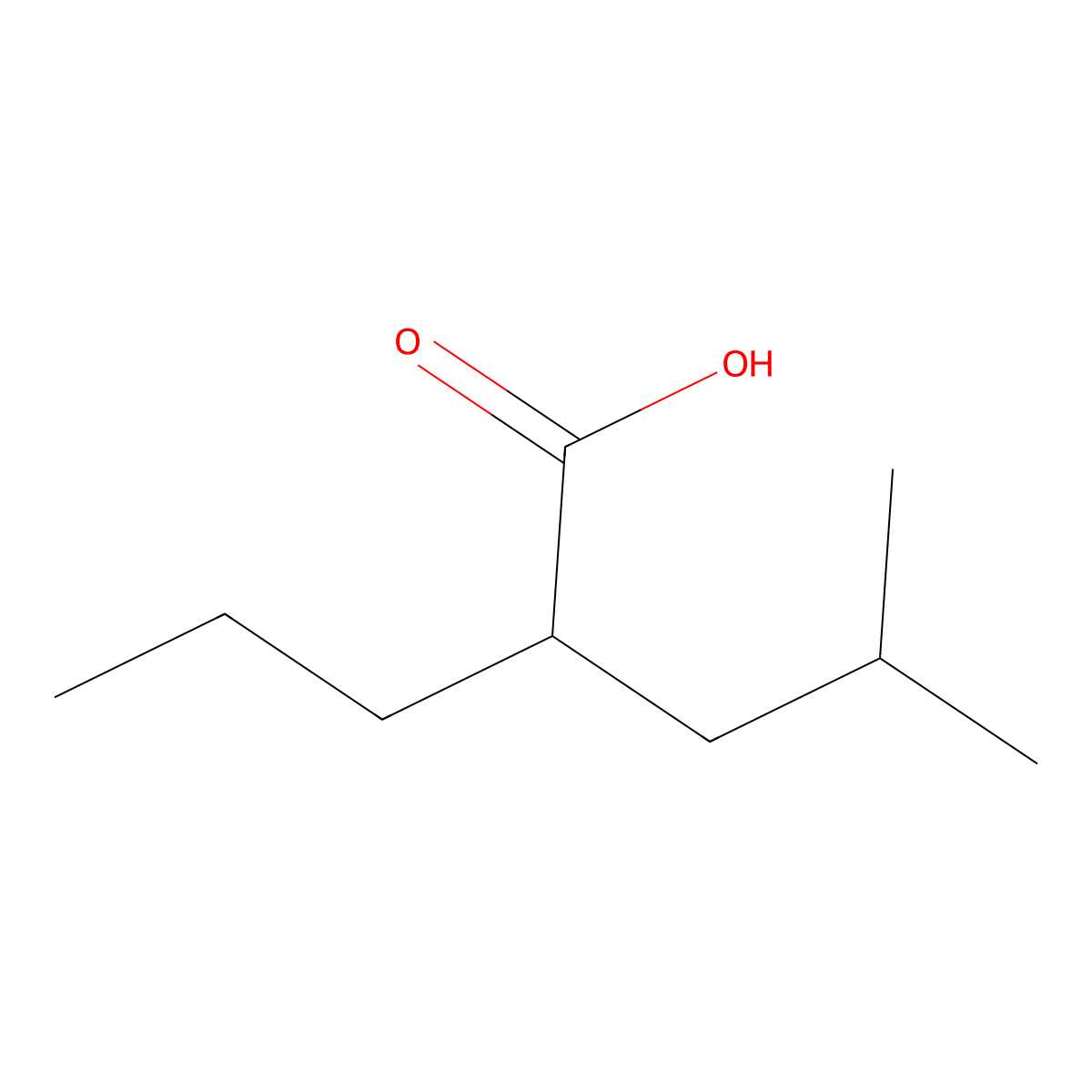 4-Methyl-2-propylpentanoic acid molecular structure, CAS 178269-53-9