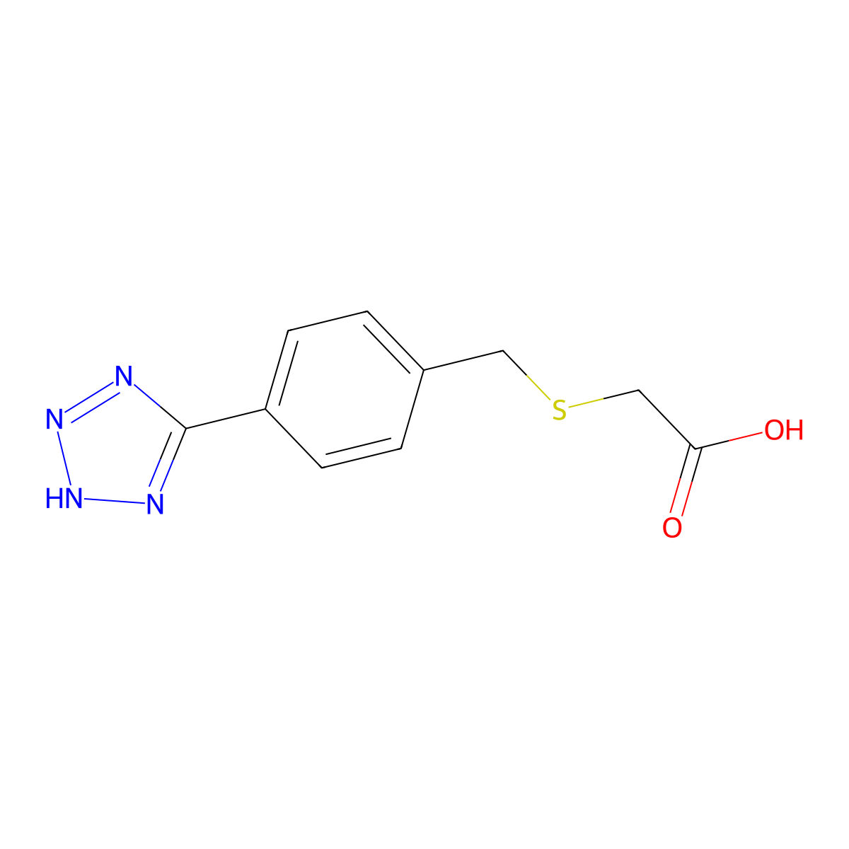 {[4-(2H-tetrazol-5-yl)benzyl]thio}acetic acid molecular structure, CAS 178270-50-3