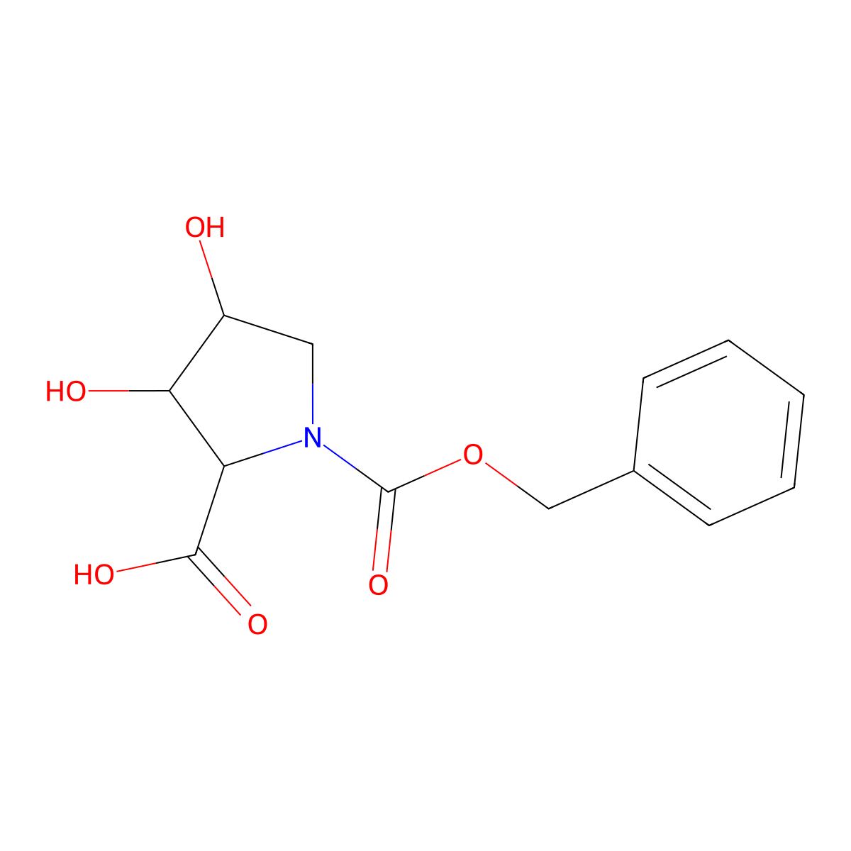 (2R,3S,4R)-1-[(benzyloxy)carbonyl]-3,4-dihydroxypyrrolidine-2-carboxylic acid molecular structure, CAS 178271-98-2