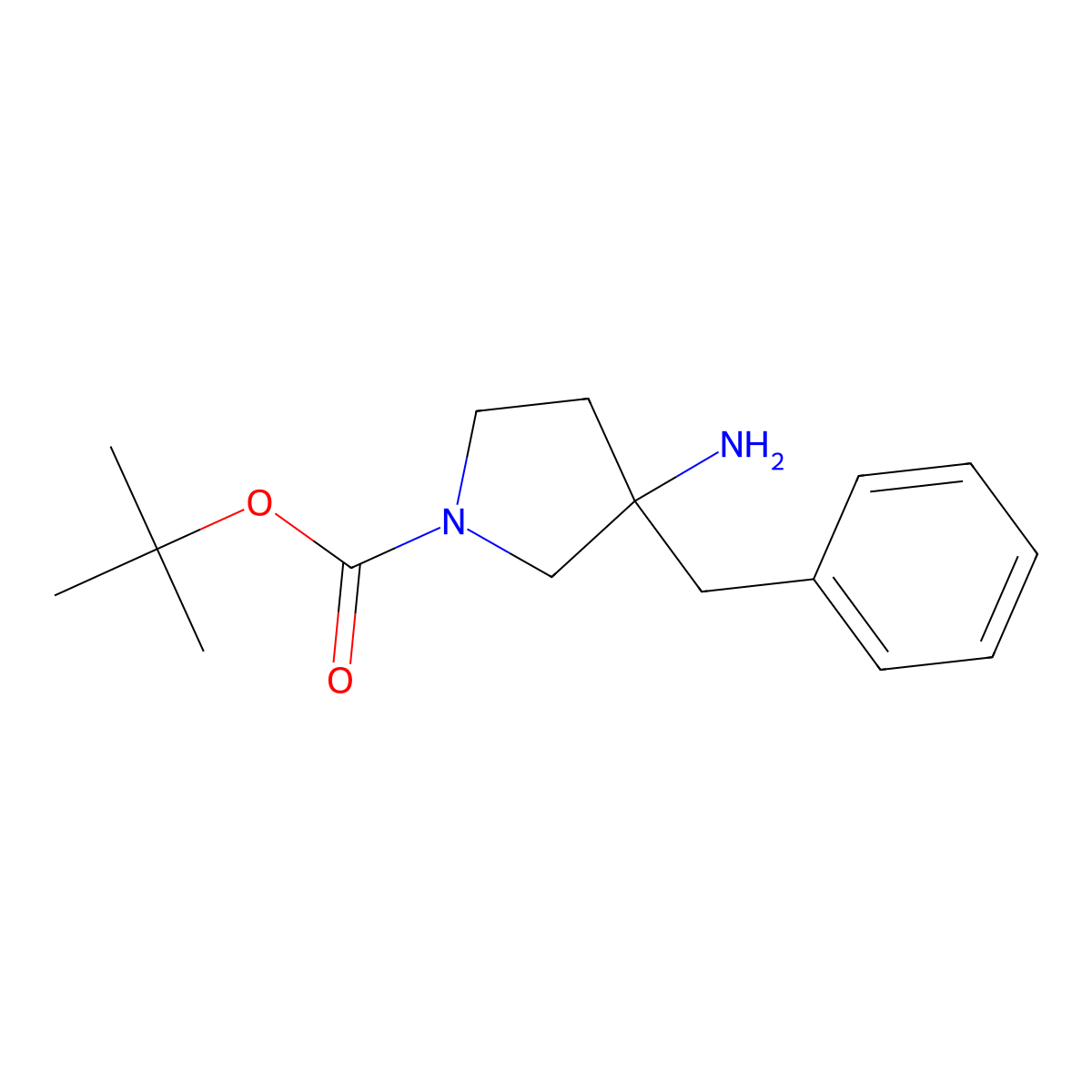 Tert-butyl 3-amino-3-benzylpyrrolidine-1-carboxylate molecular structure, CAS 1782726-36-6