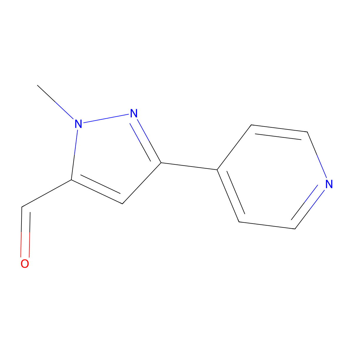 1-methyl-3-(pyridin-4-yl)-1H-pyrazole-5-carbaldehyde molecular structure, CAS 1782727-16-5