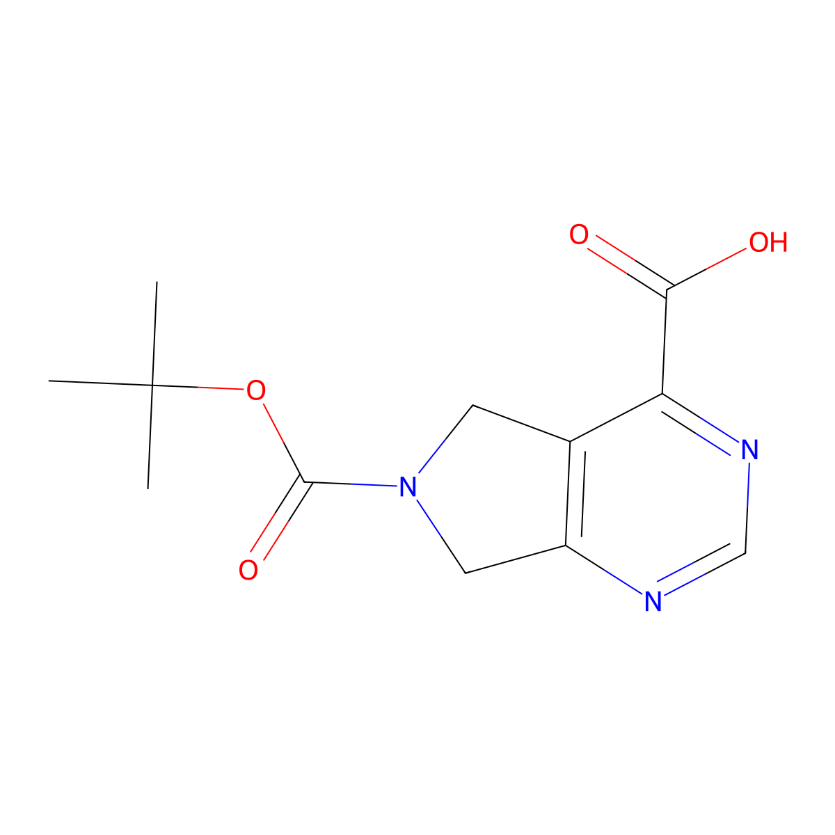 6-(tert-Butoxycarbonyl)-6,7-dihydro-5H-pyrrolo[3,4-d]pyrimidine-4-carboxylic acid molecular structure, CAS 1782734-80-8