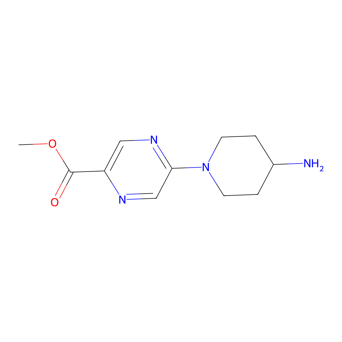 Methyl 5-(4-aminopiperidin-1-yl)pyrazine-2-carboxylate molecular structure, CAS 1782755-73-0