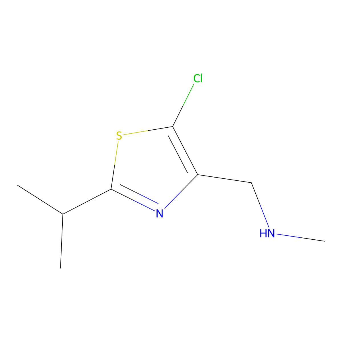 {[5-Chloro-2-(propan-2-yl)-1,3-thiazol-4-yl]methyl}(methyl)amine molecular structure, CAS 1782767-41-2