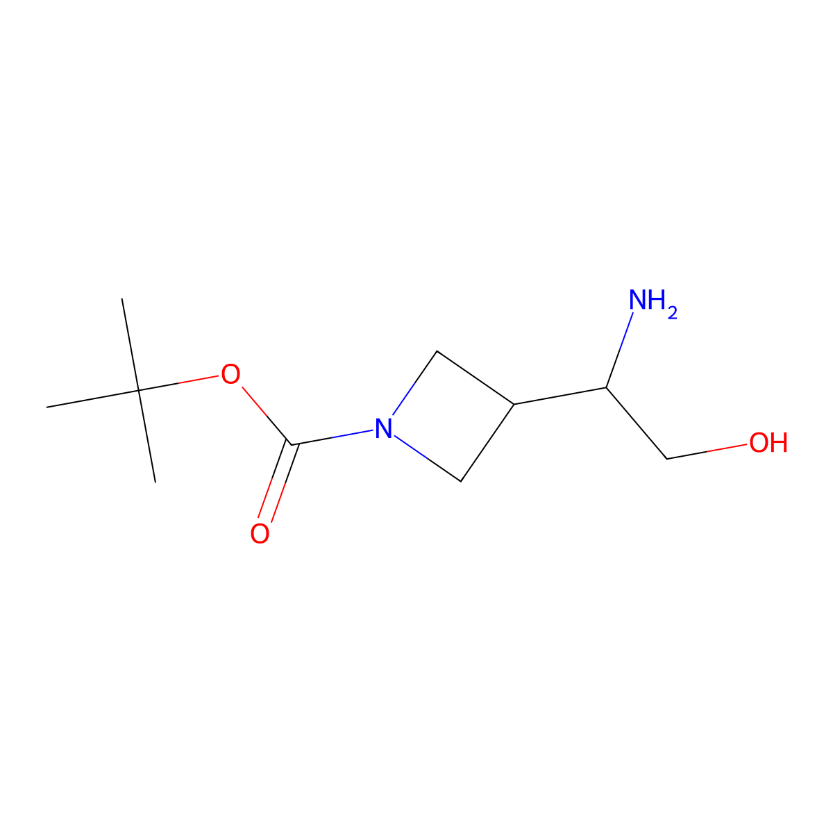 tert-Butyl 3-(1-amino-2-hydroxy-ethyl)azetidine-1-carboxylate molecular structure, CAS 1782773-49-2