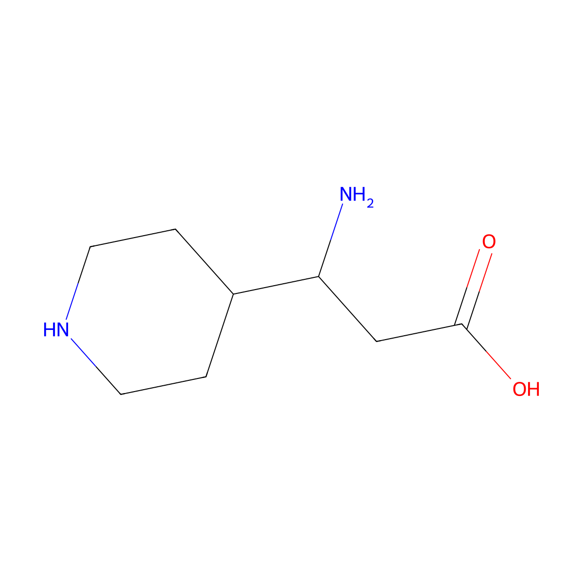3-Amino-3-(piperidin-4-yl)propanoic acid molecular structure, CAS 1782778-38-4