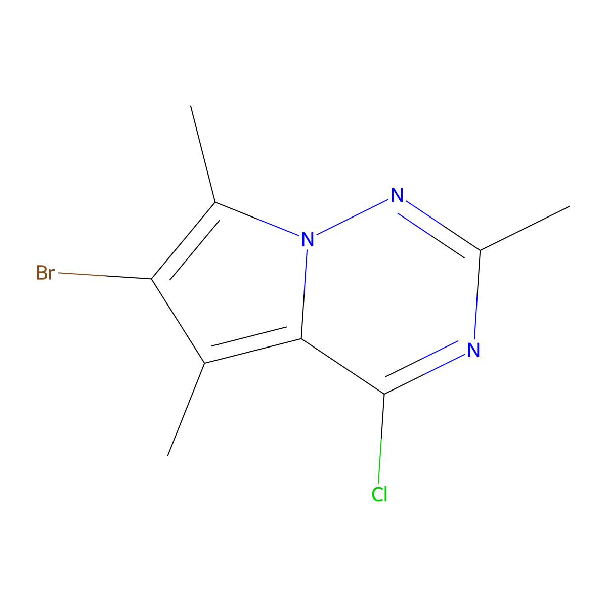 6-Bromo-4-chloro-2,5,7-trimethylpyrrolo[2,1-f][1,2,4]triazine molecular structure, CAS 1782781-94-5